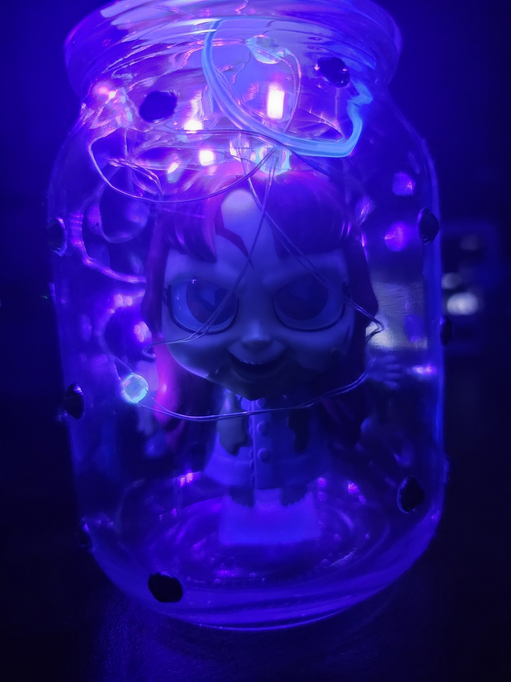 Black Light LED Fairy Light Jar with Collectible Figure Displayed - Picture 4 of 15